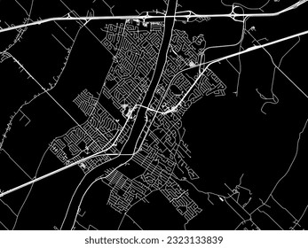 Stadtplan von Beloeil Quebec in Kanada mit weißen Straßen einzeln auf schwarzem Hintergrund.