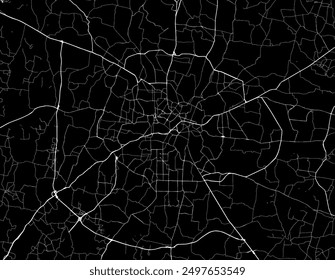 Vector city map of Bengaluru in the Republic of India with white roads isolated on a black background.