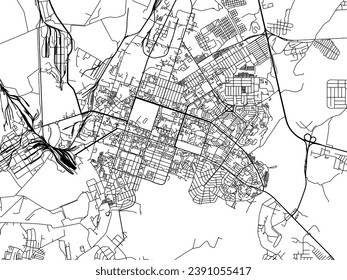 Vector city map of Berezniki in the Russian Federation with black roads isolated on a white background.