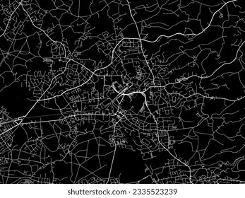 Vector city map of Bergisch Gladbach in Germany with white roads isolated on a black background.