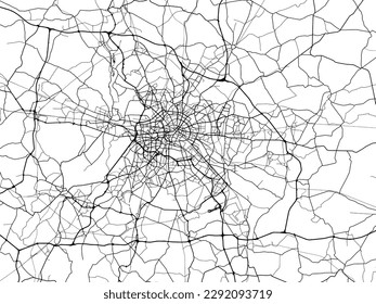 Vector city map of Berlin metropole in the Germany with black roads isolated on a white background.