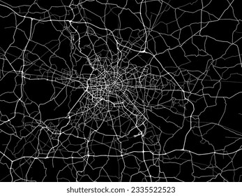 Vector city map of Berlin metropole in Germany with white roads isolated on a black background.