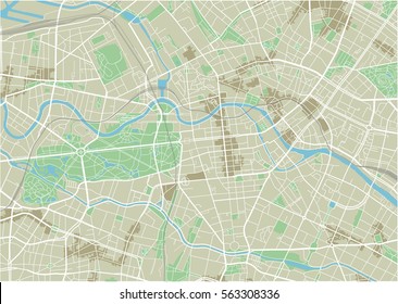 Vector city map of Berlin with well organized separated layers.
