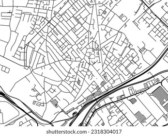 Vector city map of Beverwijk in the Netherlands with black roads isolated on a white background.