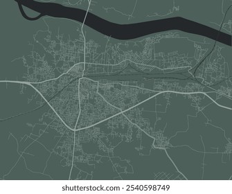 Vector city map of Bhusaval in the Republic of India with white roads isolated on a green background.