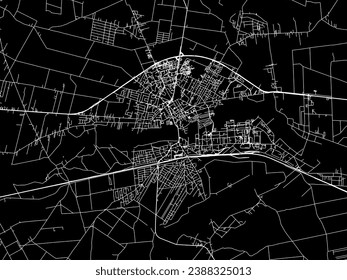 Vector city map of Biala Podlaska in Poland with white roads isolated on a black background.