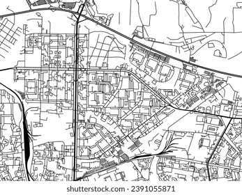 Vector city map of Bibirevo in the Russian Federation with black roads isolated on a white background.