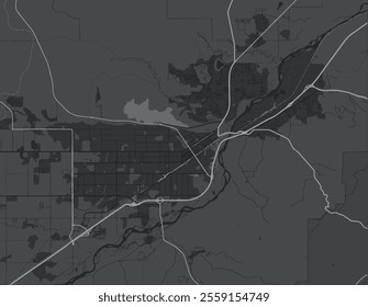 Vector city map of Billings Montana in the United Stated of America with white roads isolated on a grey background.