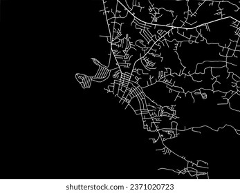 Vector city map of Binangonan in the Philippines with white roads isolated on a black background.