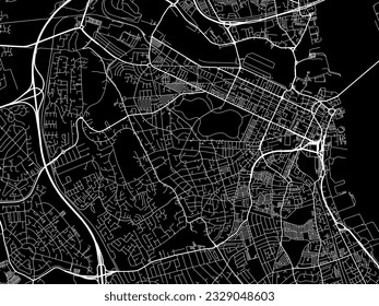 Vector city map of Birkenhead in the United Kingdom with white roads isolated on a black background.