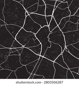 Vector city map of Birmingham Center in the United Kingdom with white roads isolated on a black background.