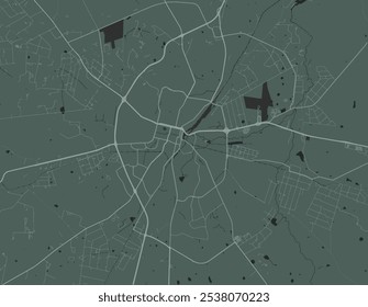 Vector city map of Bloemfontein in South Africa with white roads isolated on a green background.