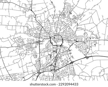 Vector city map of Bocholt in the Germany with black roads isolated on a white background.