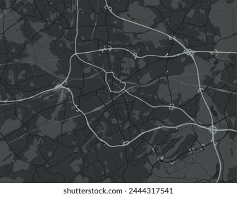 Vector city map of Bochum in Germany with white roads isolated on a grey background.