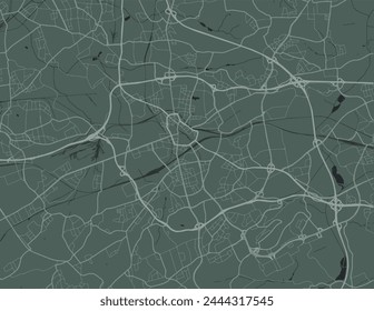 Vector city map of Bochum in Germany with white roads isolated on a green background.