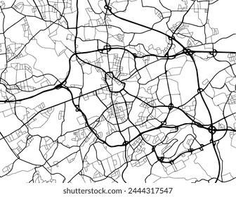 Vector city map of Bochum in Germany with black roads isolated on a white background.