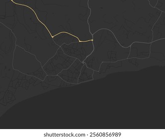 Vector city map of Bognor Regis in the United Kingdom with yellow roads isolated on a brown background.