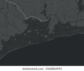 Vector city map of Bognor Regis in the United Kingdom with white roads isolated on a grey background.