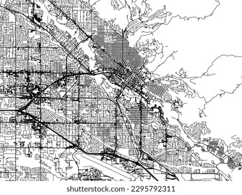 Vector city map of Boise Idaho in the United States of America with black roads isolated on a white background.