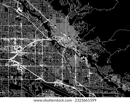 Vector city map of Boise Idaho in the United States of America with white roads isolated on a black background.