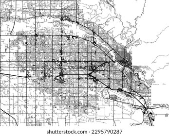 Vector city map of Boise - Meridian Idaho in the United States of America with black roads isolated on a white background.