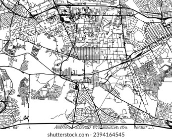 Vector city map of Boksburg in South Africa with black roads isolated on a white background.