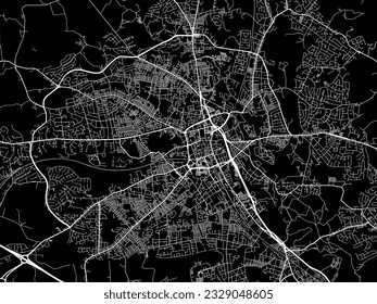 Vector city map of Bolton in the United Kingdom with white roads isolated on a black background.
