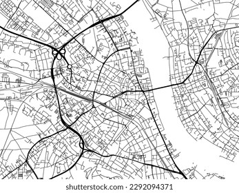 Vector city map of Bonn in the Germany with black roads isolated on a white background.