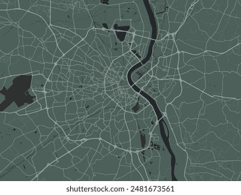 Vector city map of Bordeaux in France with white roads isolated on a green background.