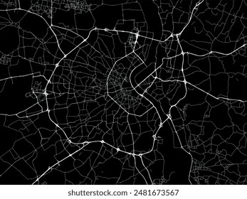 Vector city map of Bordeaux in France with white roads isolated on a black background.