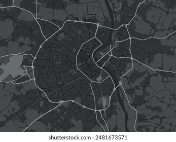 Vector city map of Bordeaux in France with white roads isolated on a grey background.