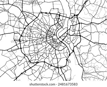 Vector city map of Bordeaux in France with black roads isolated on a white background