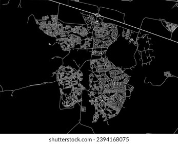 Vector city map of Botshabelo in South Africa with white roads isolated on a black background.