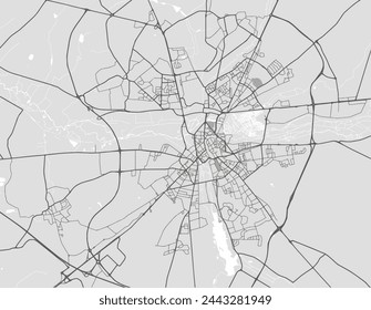 Vector city map of Bourges in the France with black roads isolated on a grey background.