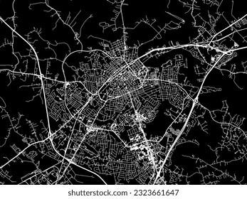 Vector city map of Bowling Green Kentucky in the United States of America with white roads isolated on a black background.