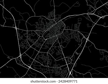 Vector city map of Bowling Green Kentucky in the United States of America with white roads isolated on a black background.