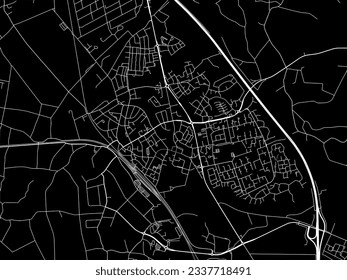 Vector city map of Boxtel in the Netherlands with white roads isolated on a black background.