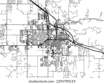 Mapa vectorial de Bozeman Montana en los Estados Unidos de América con carreteras negras aisladas en un fondo blanco.