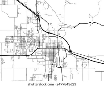 Vector city map of Bozeman Montana in the United States of America with black roads isolated on a white background