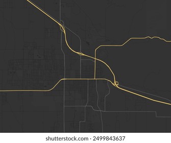 Vector city map of Bozeman Montana in the United States of America with yellow roads isolated on a brown background.