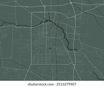 Mapa vetorial de Bozhou na República Popular da China com estradas brancas isoladas sobre um fundo verde.