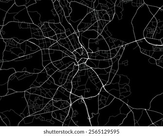 Vector city map of Bradford in the United Kingdom with white roads isolated on a black background.