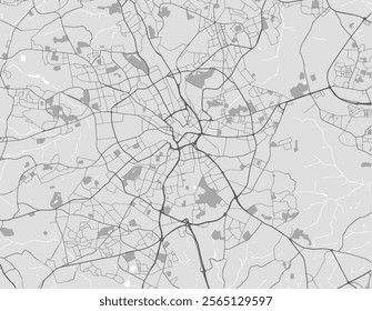 Vector city map of Bradford in the United Kingdom with black roads isolated on a grey background.