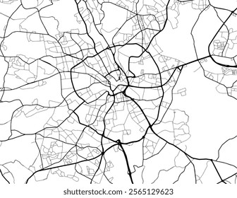 Vector city map of Bradford in the United Kingdom with black roads isolated on a white background