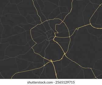 Vector city map of Bradford in the United Kingdom with yellow roads isolated on a brown background.