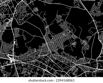 Vector city map of Brakpan in South Africa with white roads isolated on a black background.