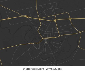 Vector city map of Brantford Ontario in Canada with yellow roads isolated on a brown background.
