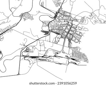 Vector city map of Bratsk in the Russian Federation with black roads isolated on a white background.