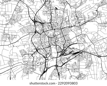 Vector city map of Braunschweig in the Germany with black roads isolated on a white background.