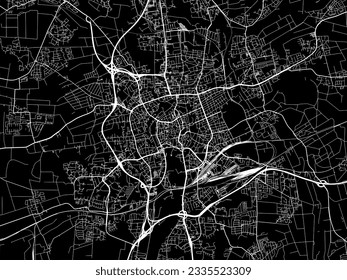 Vector city map of Braunschweig in Germany with white roads isolated on a black background.